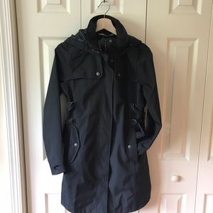 Athleta Flint Gray Midtown Hooded Rain Trench